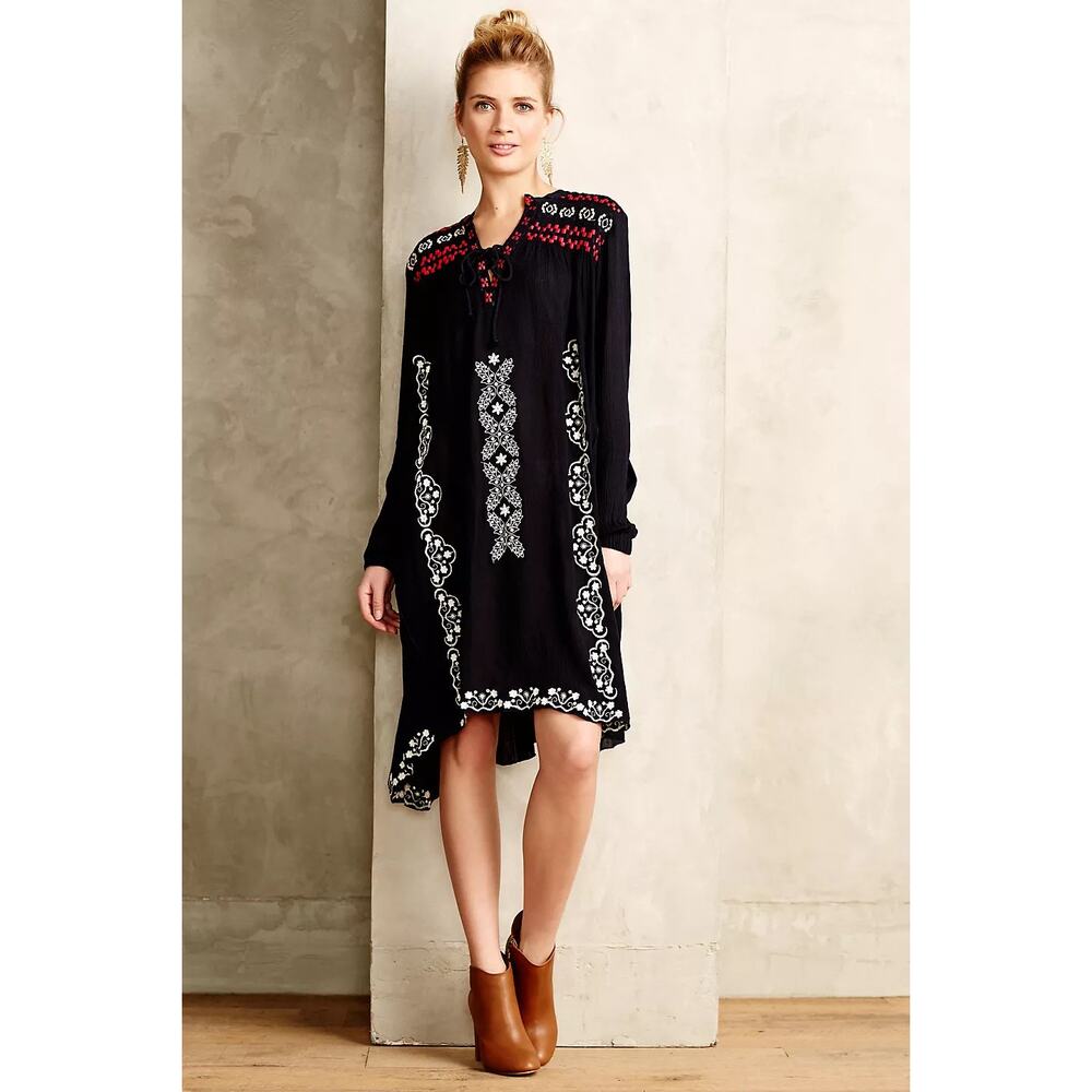 Anthropolgie Hazel Dress Embroidered Peasant, Flowy, Boho, Bohemian, Aztec, Sz S